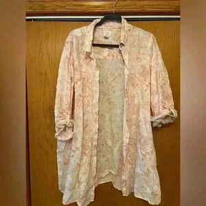 Sigrid Olson 100% linen blouse floral top
